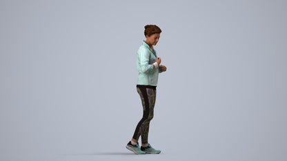 3D people model woman sport, scanned human for 3ds Max rendering, side view render