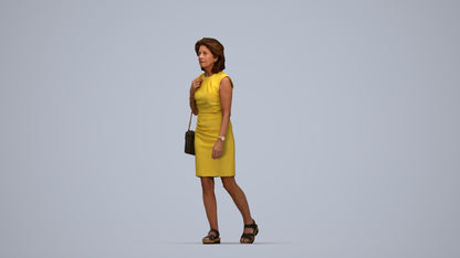 realistic 3D people woman business walking, render-ready for V-Ray and Corona, FBX OBJ, top-down view render