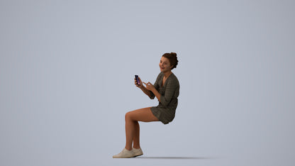3D scanned girl kids casual, photorealistic archviz people for Enscape and SketchUp, three-quarter view render