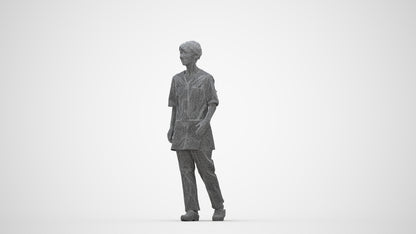 photogrammetry 3D woman standing, realistic human model archviz FBX, wireframe back view