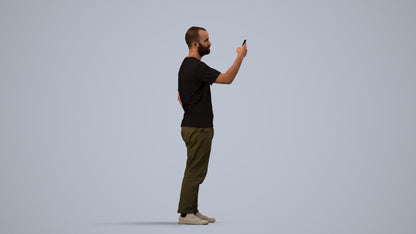3D people model man casual standing, scanned human for 3ds Max rendering, side view render