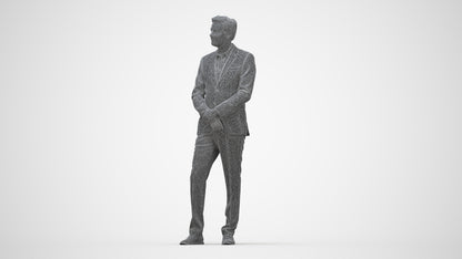 realistic 3D people man business, render-ready for V-Ray and Corona, FBX OBJ, wireframe back view