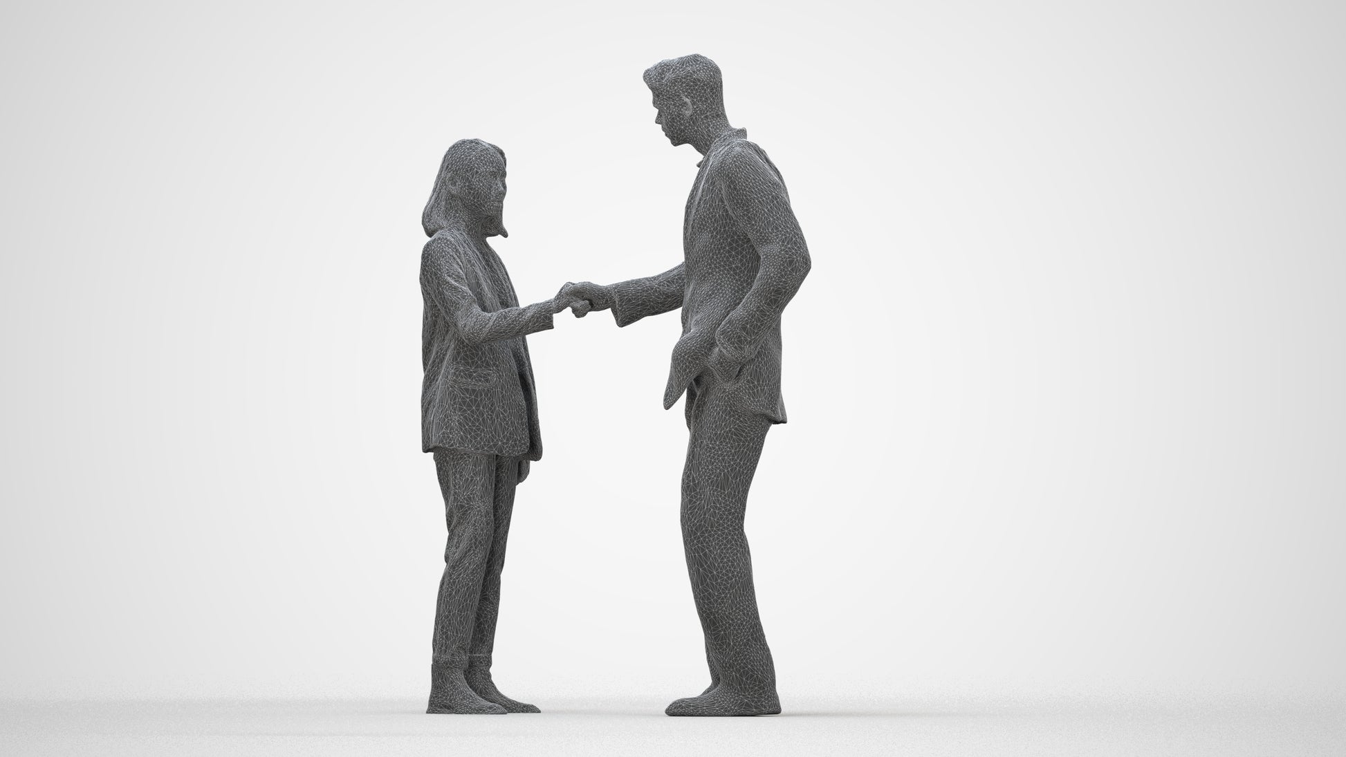 photogrammetry 3D woman business, realistic human model archviz FBX, wireframe back view
