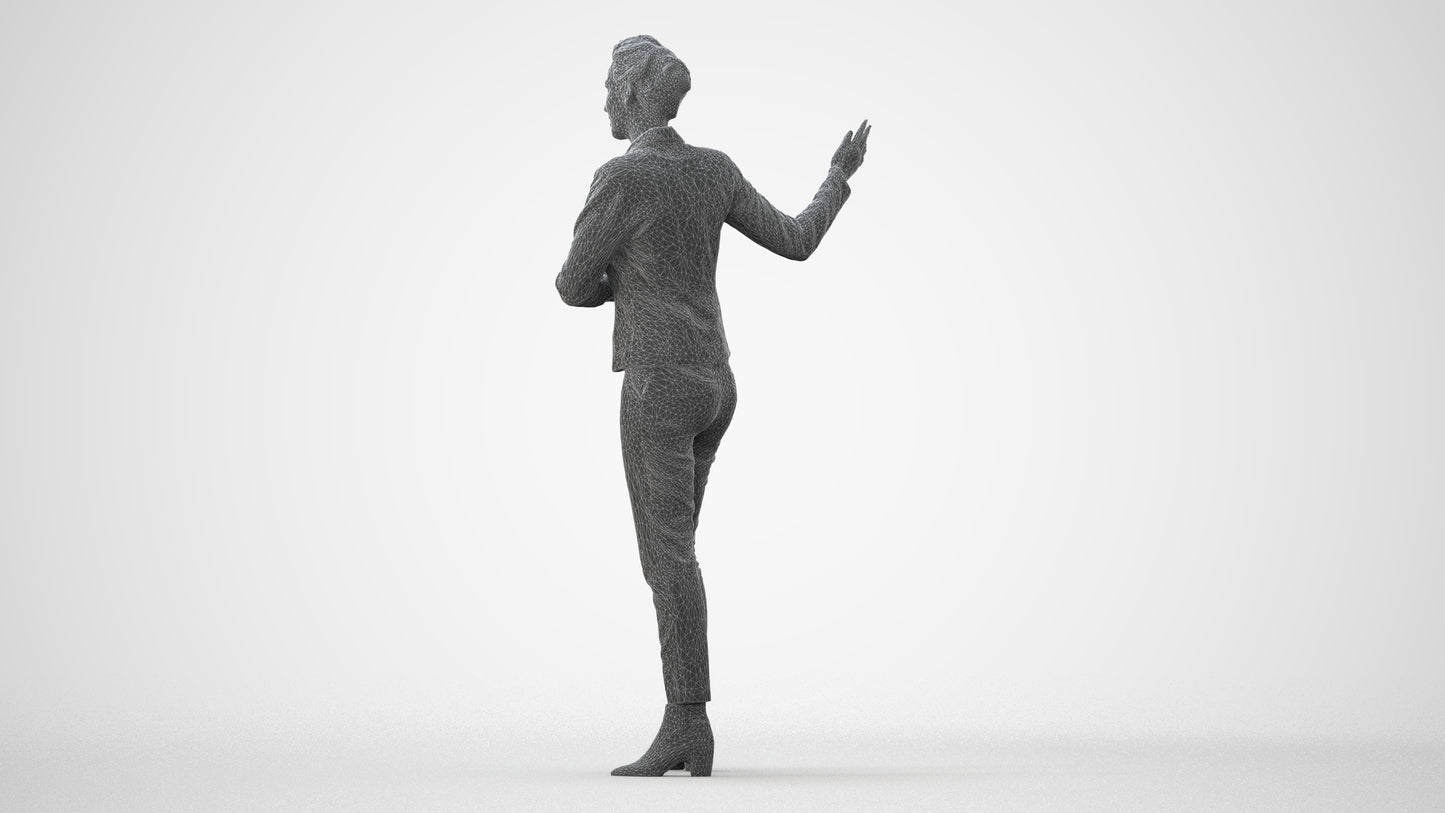 photogrammetry 3D woman business standing, realistic human model archviz FBX, square thumbnail
