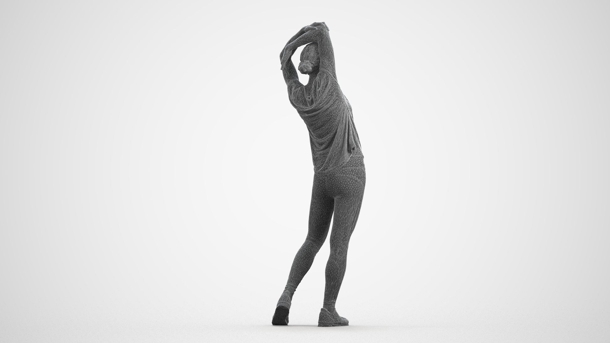 realistic 3D people woman sport, render-ready for V-Ray and Corona, FBX OBJ, wireframe front view