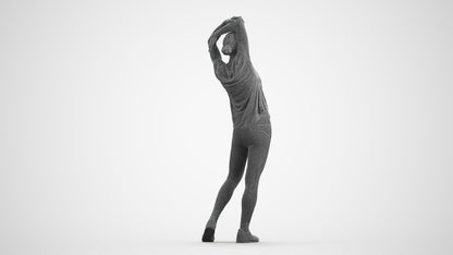 realistic 3D people woman sport, render-ready for V-Ray and Corona, FBX OBJ, wireframe front view