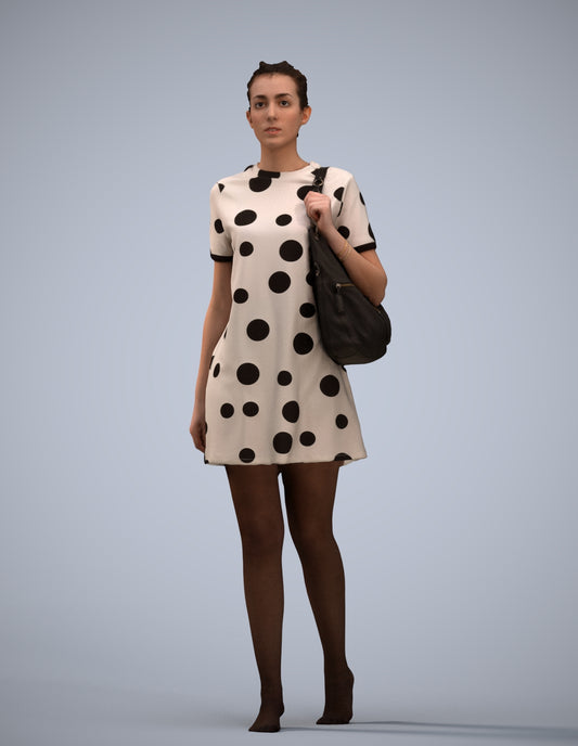 3D scanned woman walking casual, photorealistic archviz people for Enscape and SketchUp