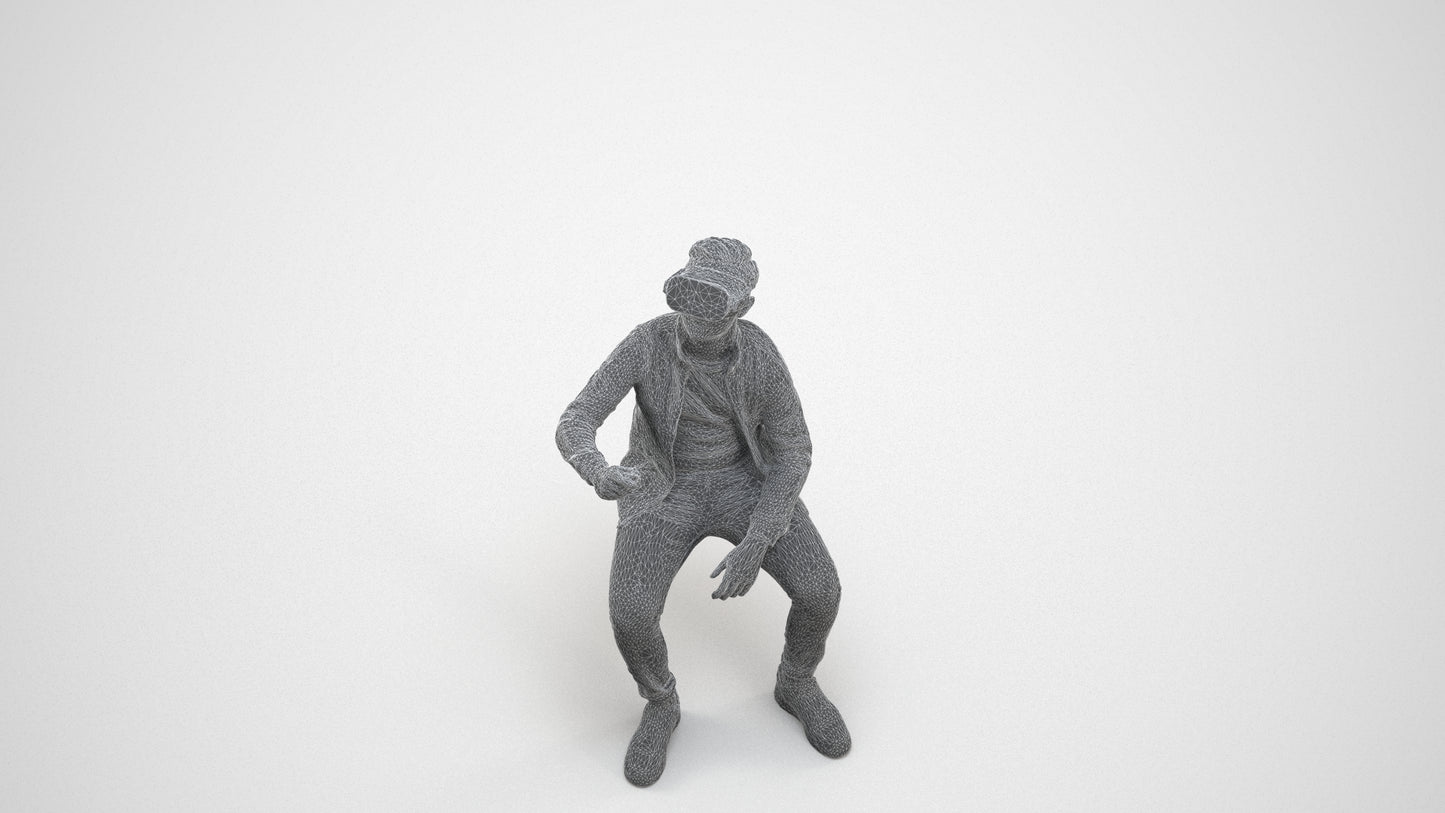 3D people model boy casual kids, scanned human for 3ds Max rendering, wireframe three-quarter view