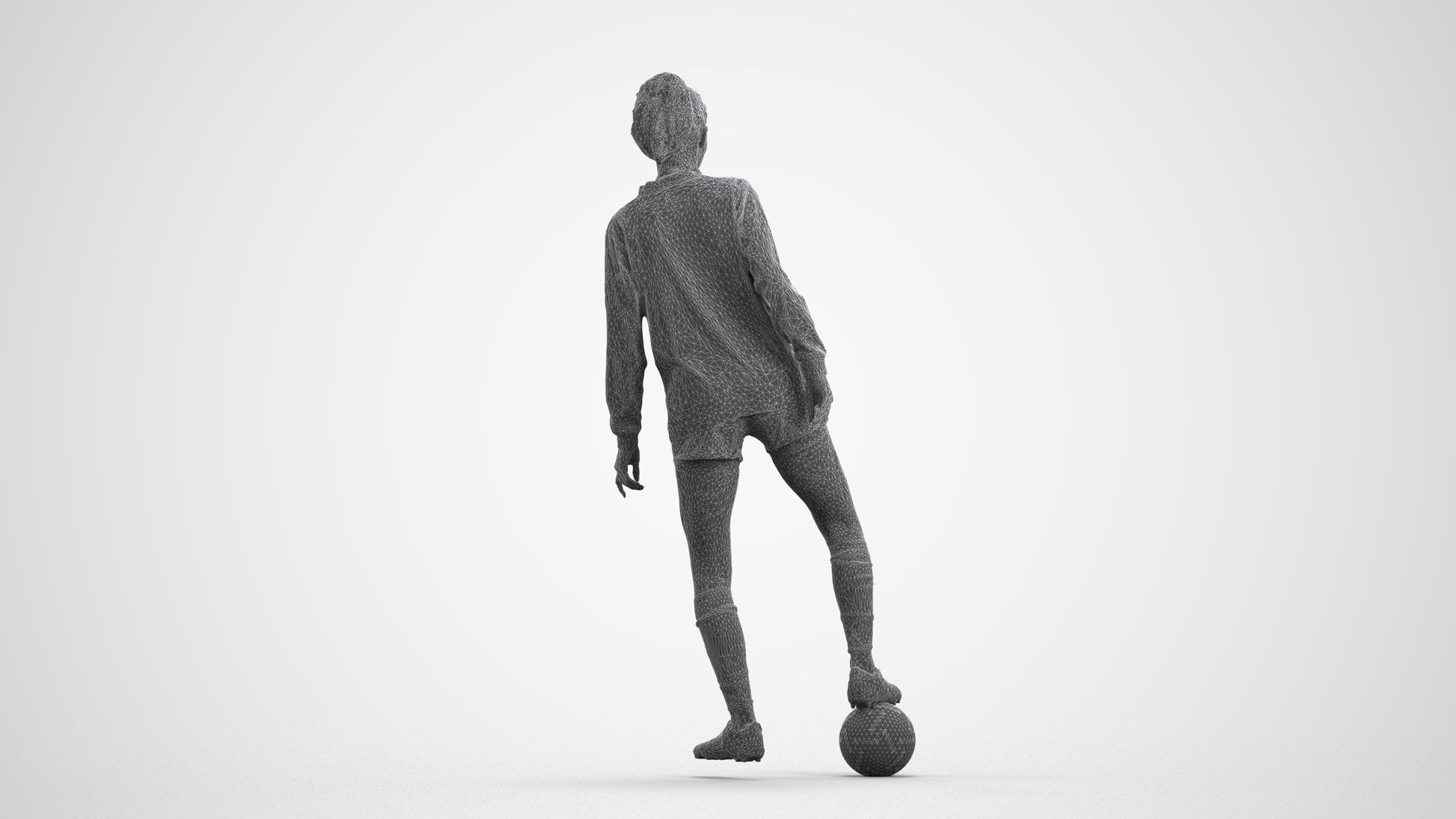 realistic 3D woman sport, scanned archviz people for Blender and 3ds Max, wireframe front view