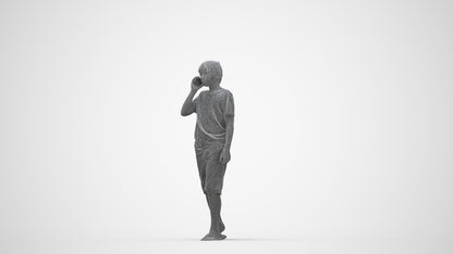 3D human model boy casual kids, photogrammetry scanned person for archviz, wireframe back view