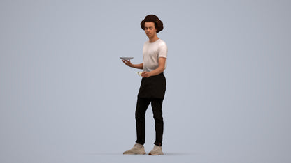 realistic 3D people man standing, render-ready for V-Ray and Corona, FBX OBJ, standing pose render