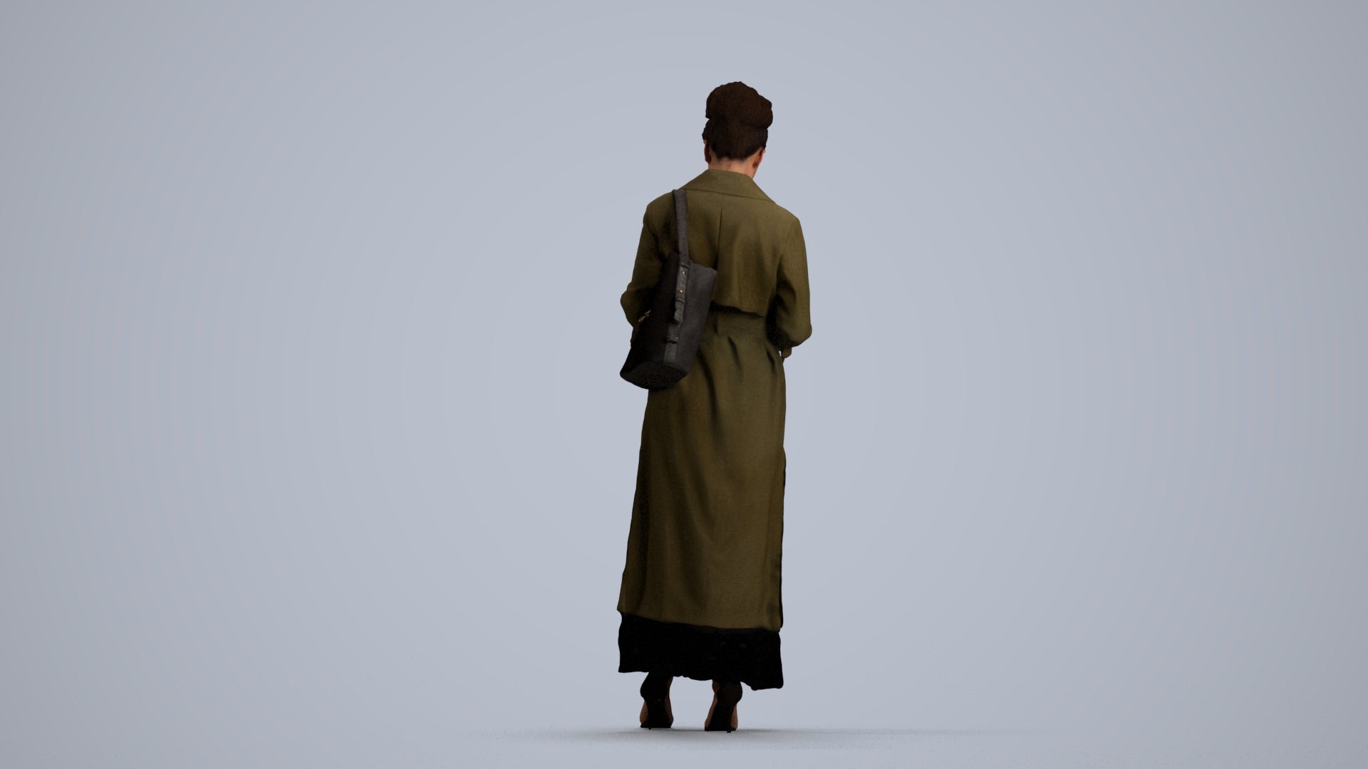scanned 3D woman business standing, photogrammetry people for Enscape and V-Ray, front view render
