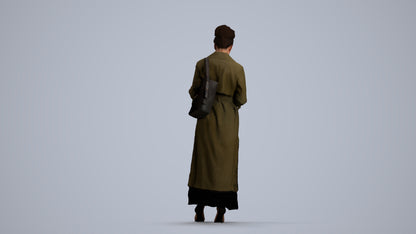 scanned 3D woman business standing, photogrammetry people for Enscape and V-Ray, front view render