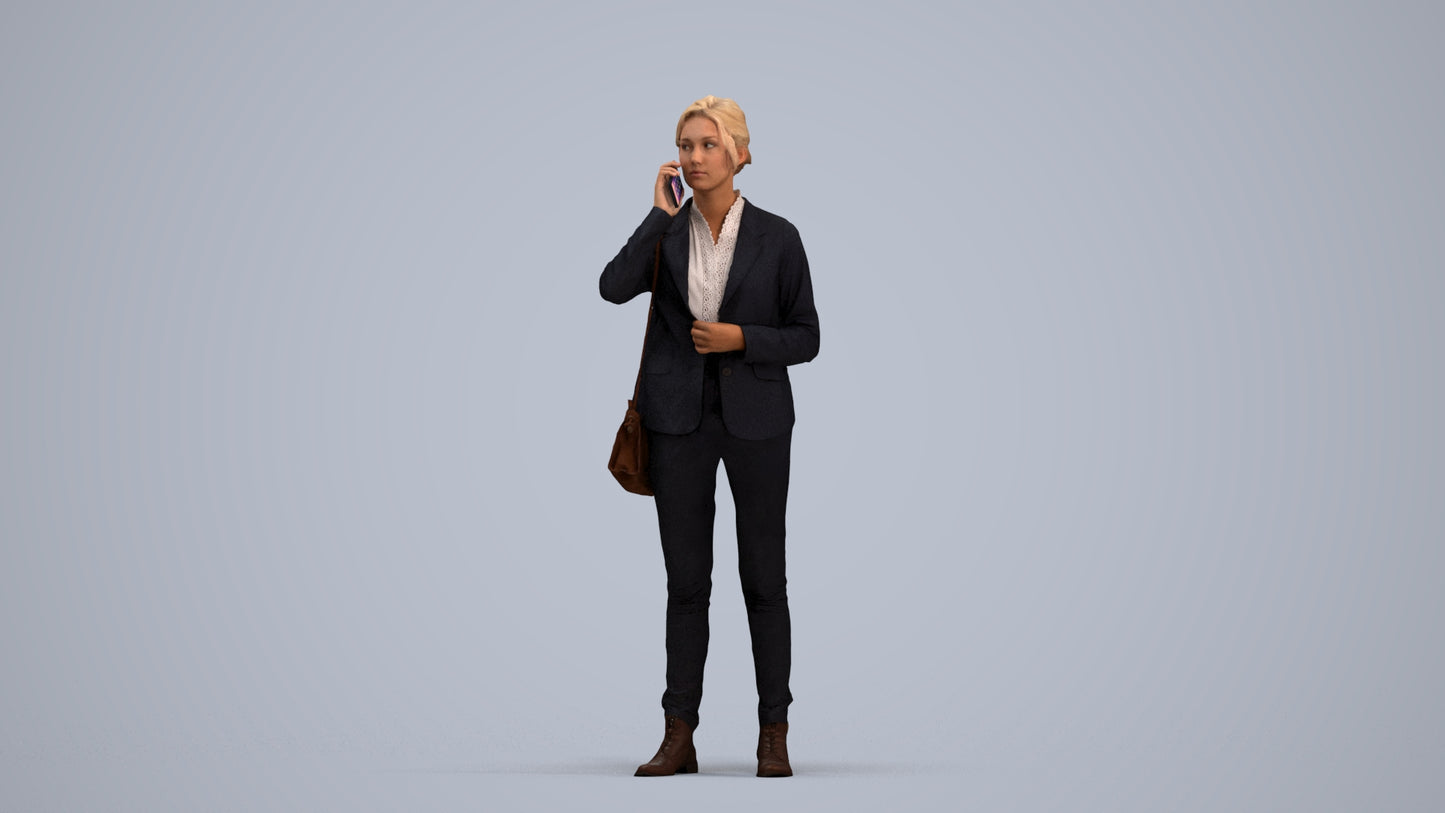 scanned 3D woman business, photogrammetry people for Enscape and V-Ray, standing pose render