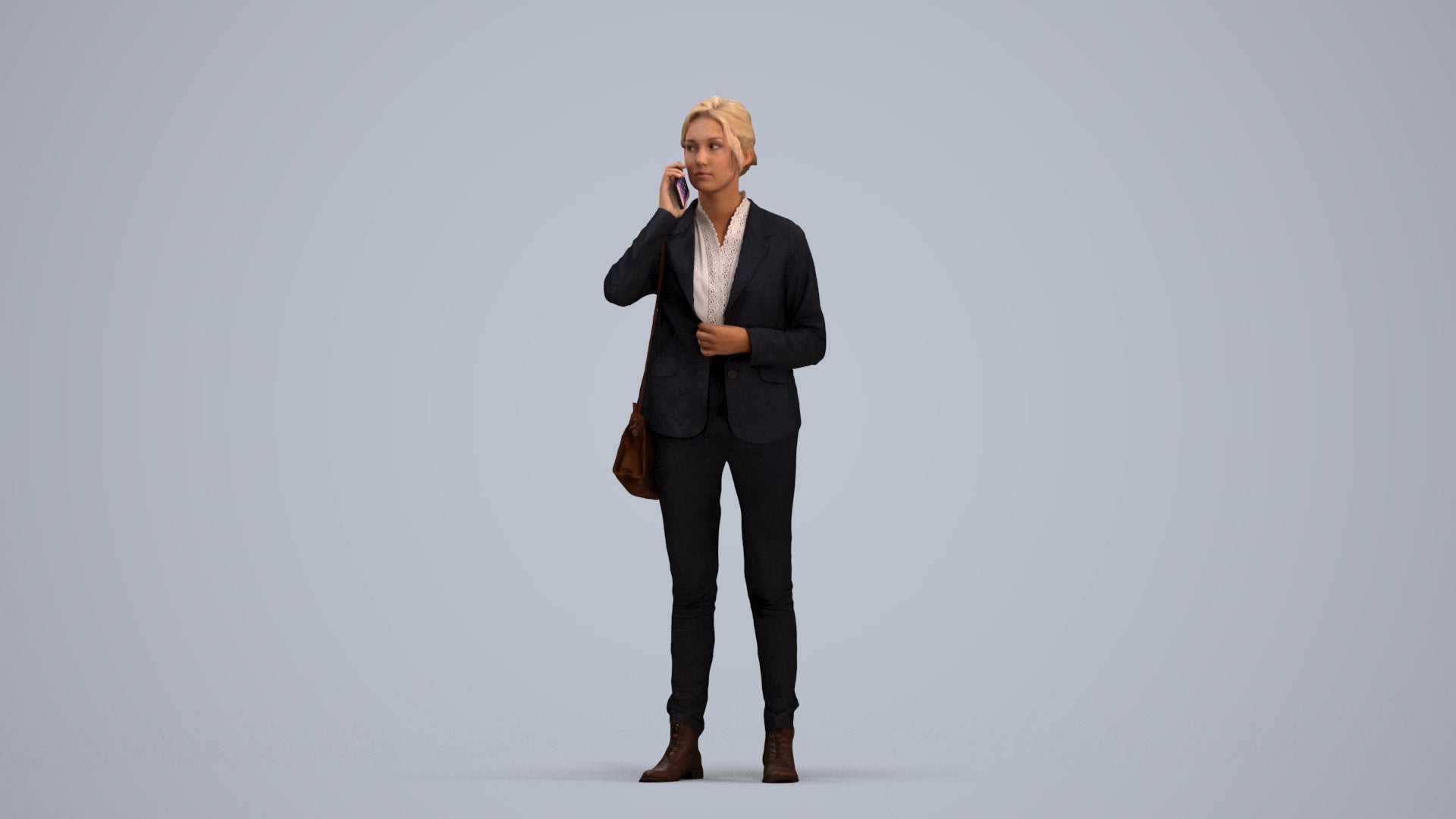scanned 3D woman business, photogrammetry people for Enscape and V-Ray, standing pose render