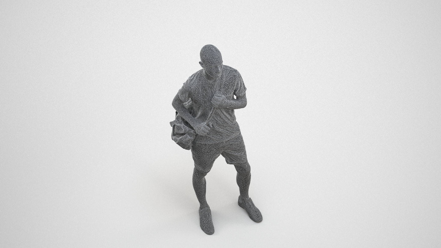 3D scanned man mix casual, photorealistic archviz people for Enscape and SketchUp, wireframe three-quarter view