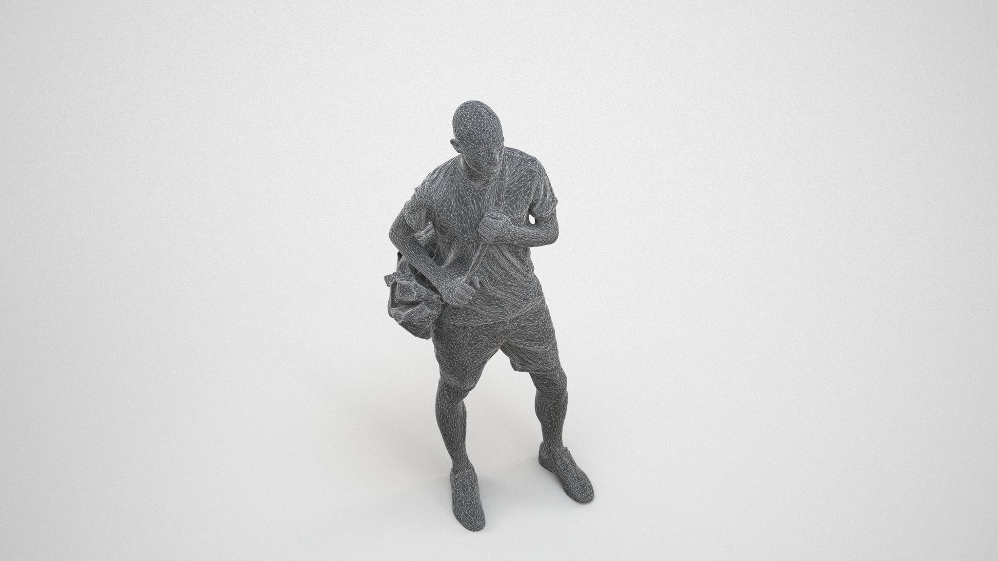 3D scanned man mix casual, photorealistic archviz people for Enscape and SketchUp, wireframe three-quarter view