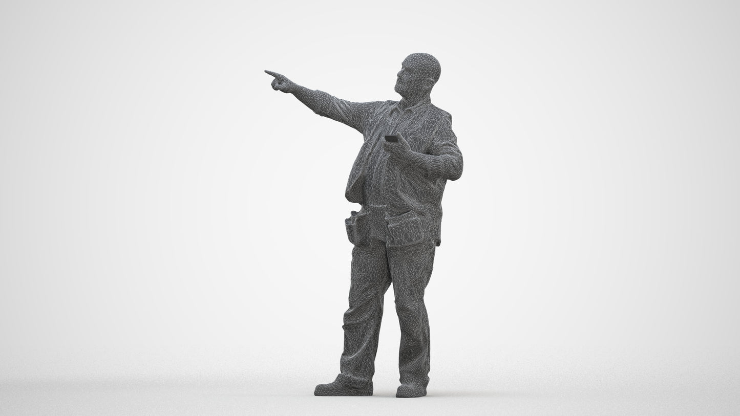 realistic 3D senior man standing, scanned archviz people for Blender and 3ds Max, three-quarter front view render