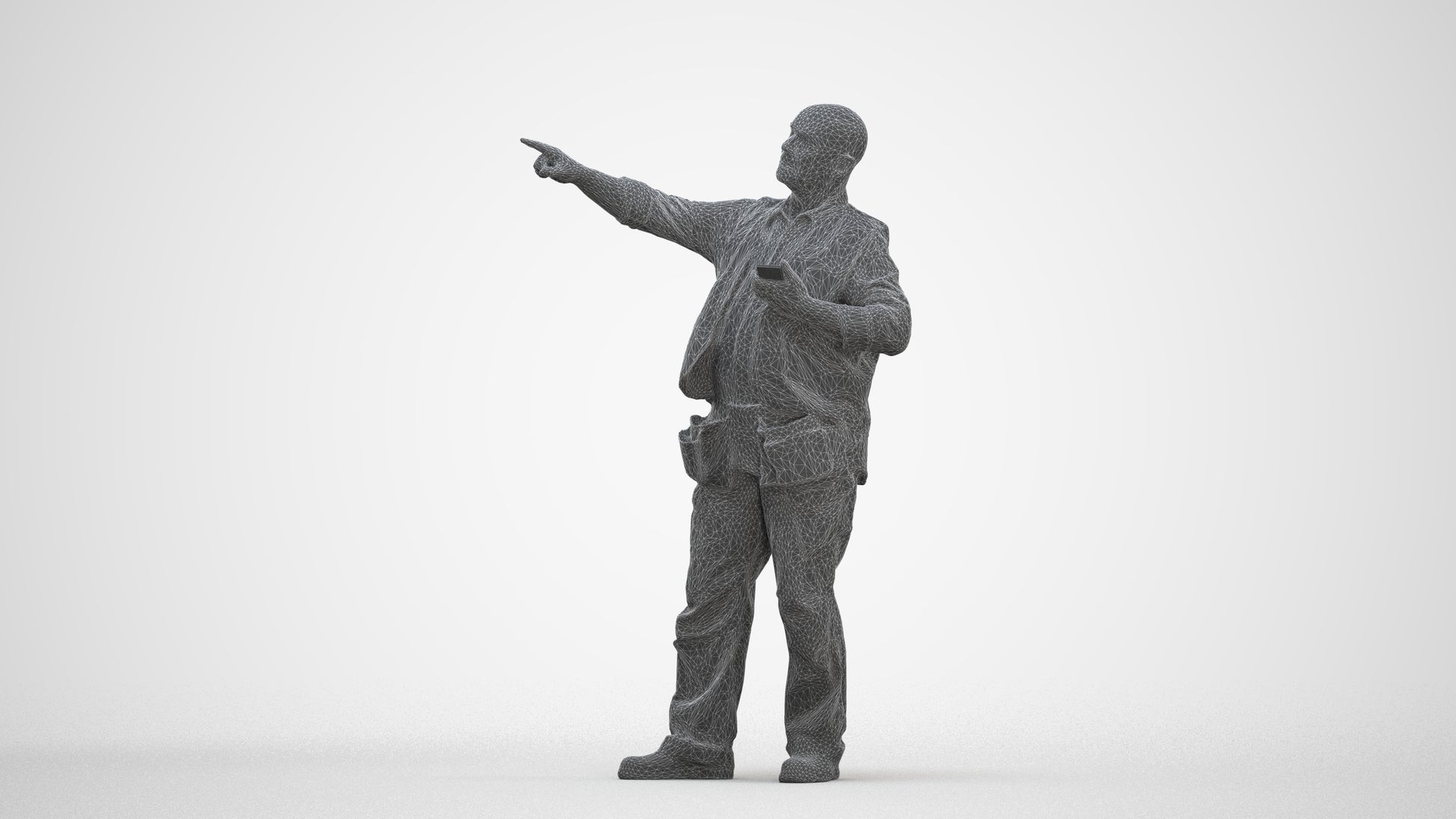 realistic 3D senior man standing, scanned archviz people for Blender and 3ds Max, three-quarter front view render