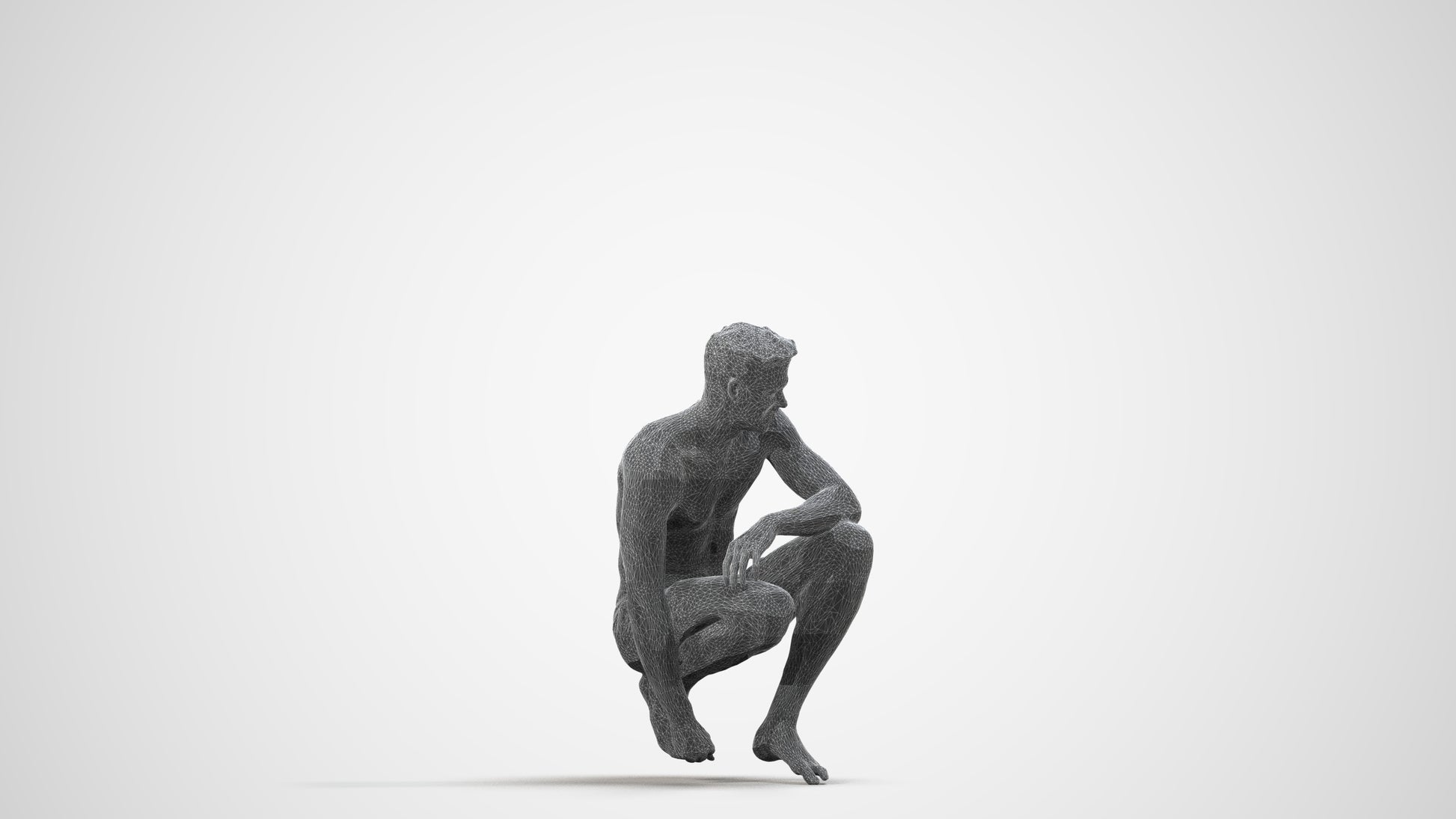 realistic 3D human man pool, archviz people FBX OBJ for Blender, wireframe side view