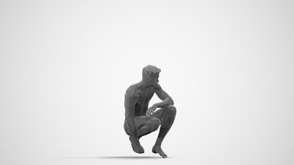 realistic 3D human man pool, archviz people FBX OBJ for Blender, wireframe side view