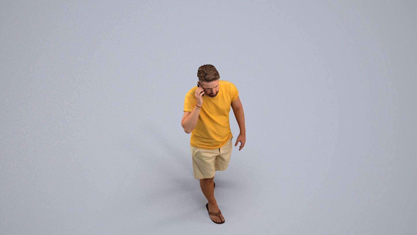 realistic 3D human man walking, archviz people FBX OBJ for Blender, back view render