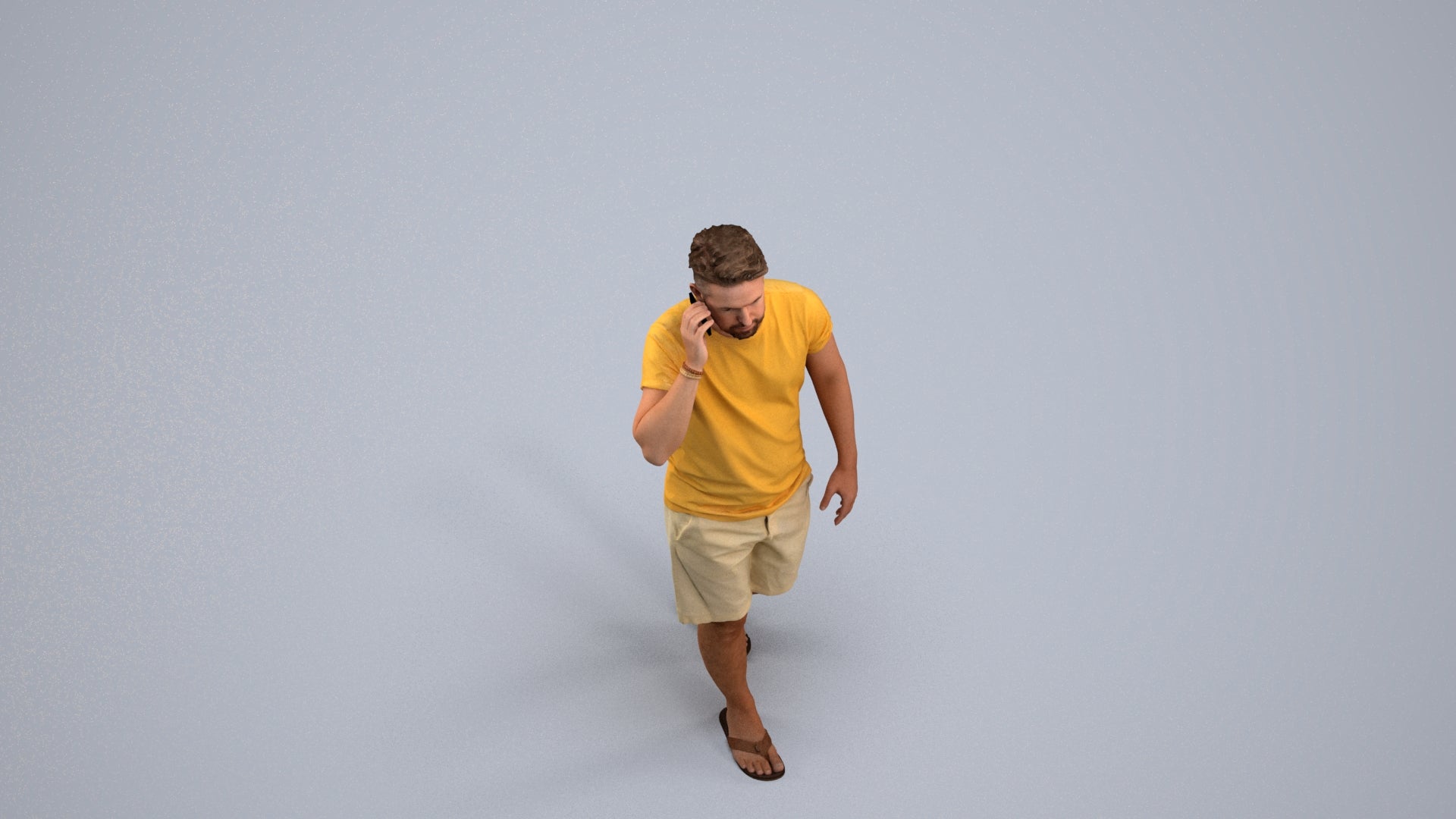 realistic 3D human man walking, archviz people FBX OBJ for Blender, back view render