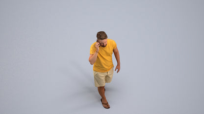 realistic 3D human man walking, archviz people FBX OBJ for Blender, back view render