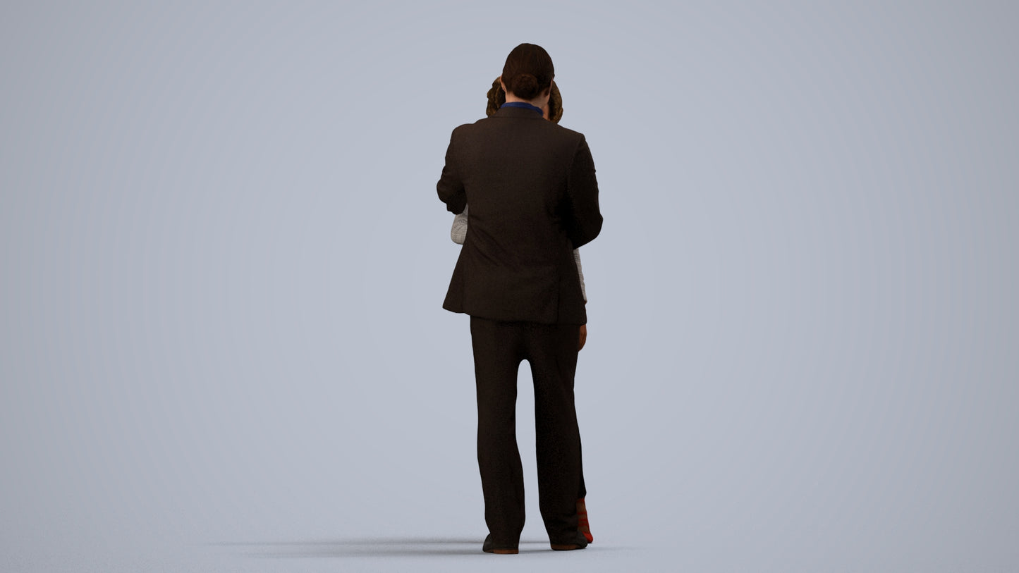 scanned 3D woman business, photogrammetry people for Enscape and V-Ray, side view render