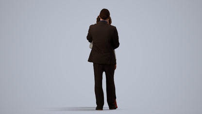 scanned 3D woman business, photogrammetry people for Enscape and V-Ray, side view render