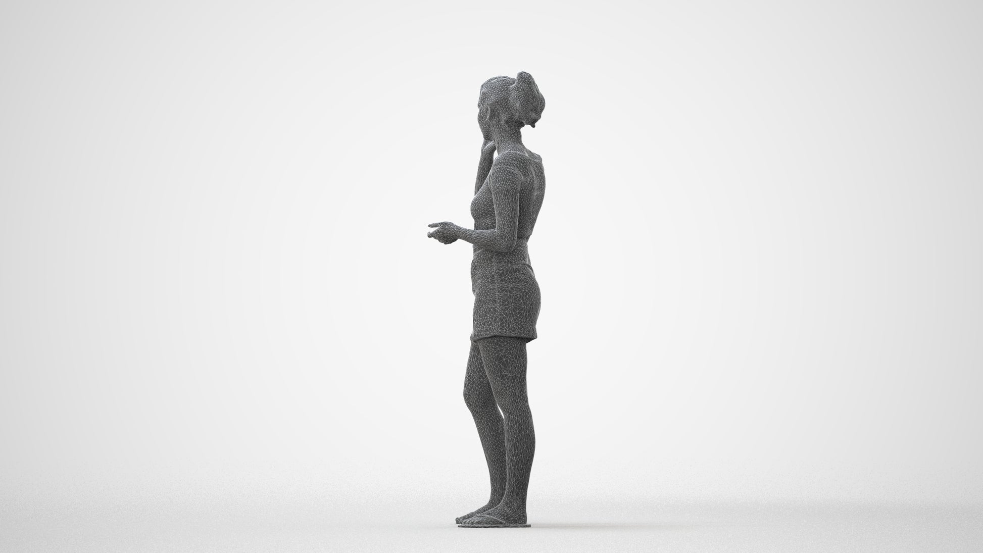 realistic 3D woman casual standing, scanned archviz people for Blender and 3ds Max, square thumbnail