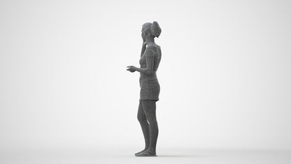 realistic 3D woman casual standing, scanned archviz people for Blender and 3ds Max, square thumbnail
