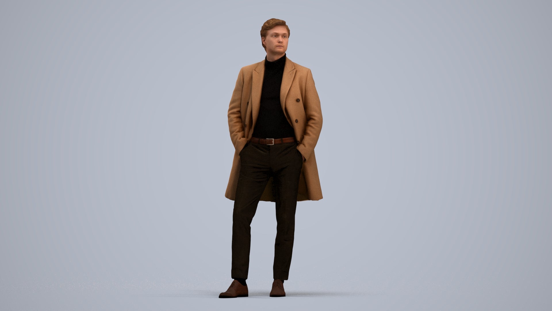 3D scanned man standing business, photorealistic archviz people for Enscape and SketchUp, standing pose render