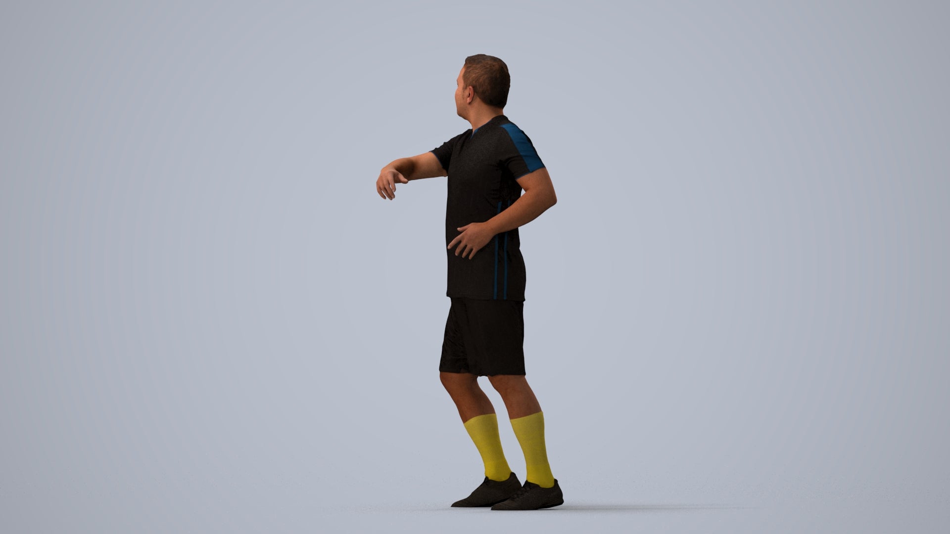 photogrammetry 3D man sport, realistic human model archviz FBX, three-quarter view render