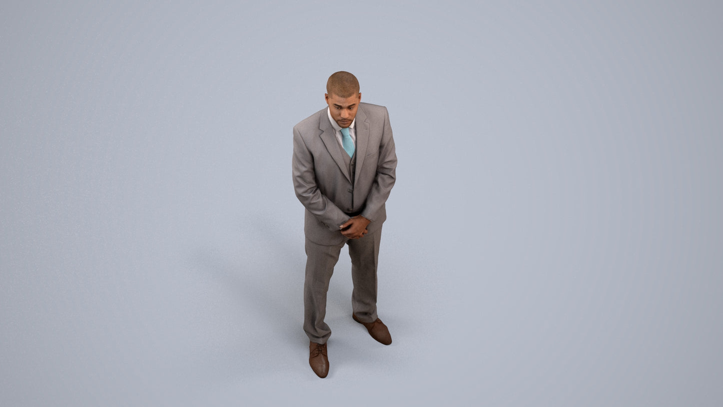 realistic 3D people man business, render-ready for V-Ray and Corona, FBX OBJ, back view render
