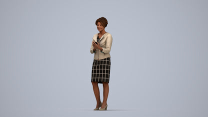 3D scanned woman standing business, photorealistic archviz people for Enscape and SketchUp, top-down view render
