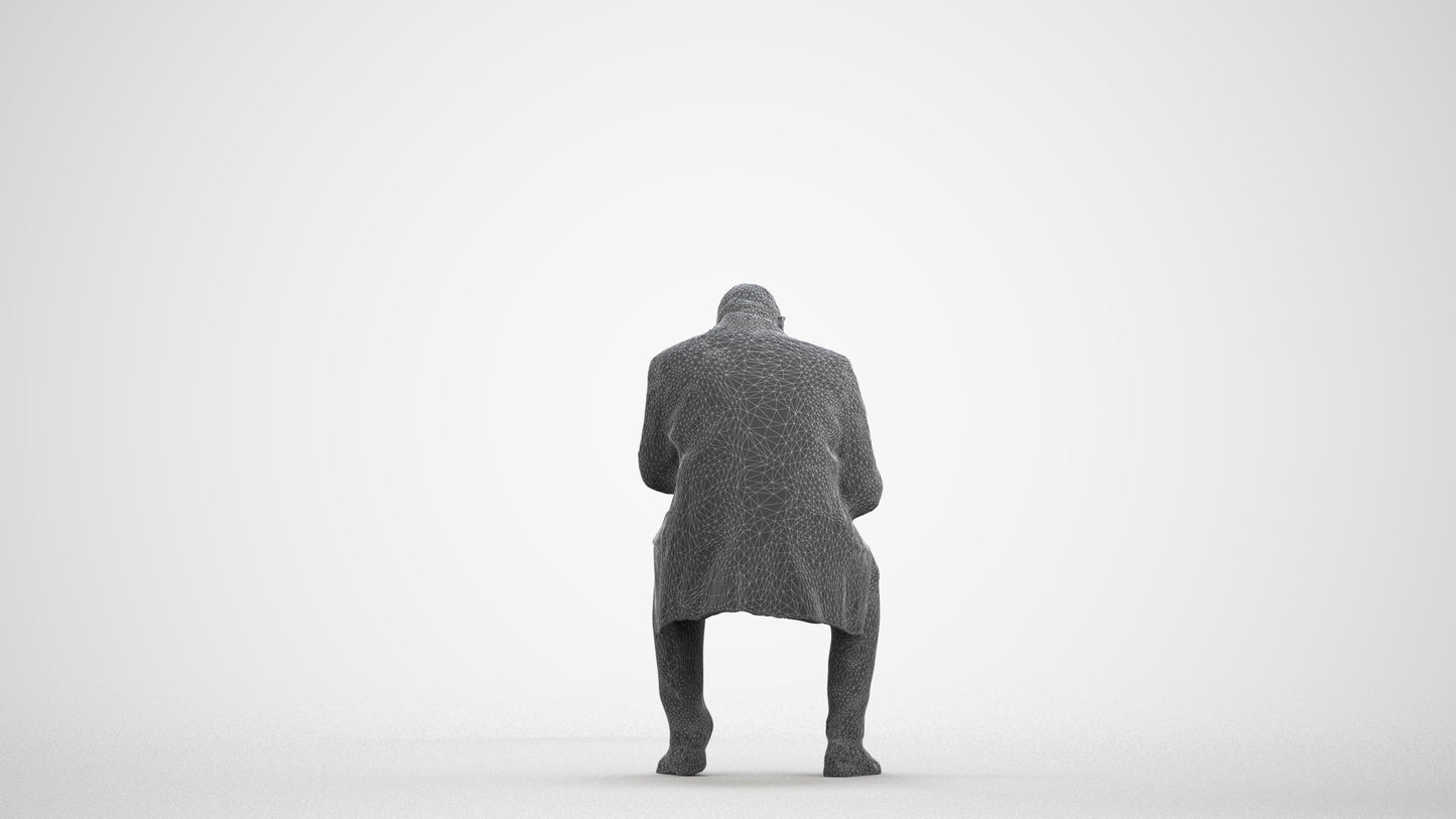 realistic 3D human man business, archviz people FBX OBJ for Blender, wireframe front view