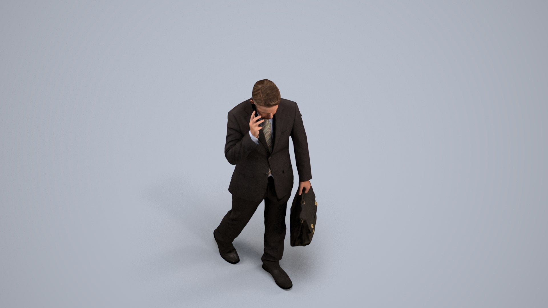 realistic 3D human man business, archviz people FBX OBJ for Blender, back view render