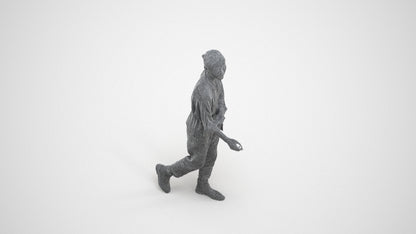 realistic 3D human woman casual walking, archviz people FBX OBJ for Blender, wireframe three-quarter view