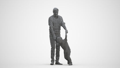 3D human model boy casual kids, photogrammetry scanned person for archviz, three-quarter front view render