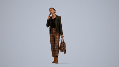 realistic 3D people woman business standing, render-ready for V-Ray and Corona, FBX OBJ, top-down view render