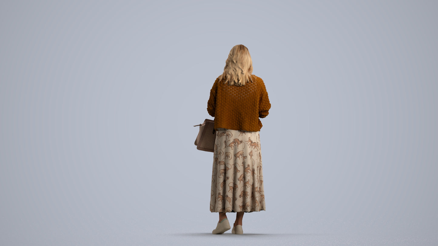 realistic 3D people woman casual standing, render-ready for V-Ray and Corona, FBX OBJ, front view render