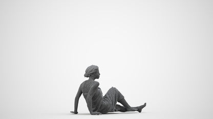 realistic 3D woman bathroom, scanned archviz people for Blender and 3ds Max, wireframe side view