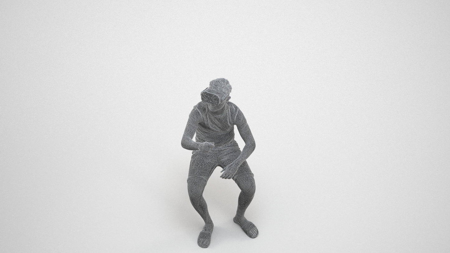 3D people model boy casual kids, scanned human for 3ds Max rendering, wireframe three-quarter view