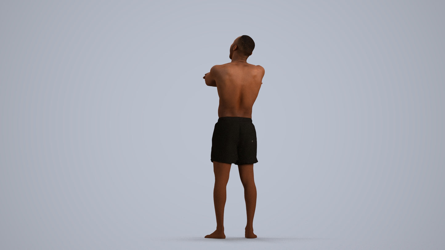 realistic 3D people man pool, render-ready for V-Ray and Corona, FBX OBJ, front view render