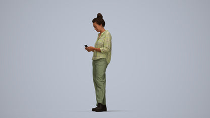 scanned 3D woman casual standing, photogrammetry people for Enscape and V-Ray, top-down view render