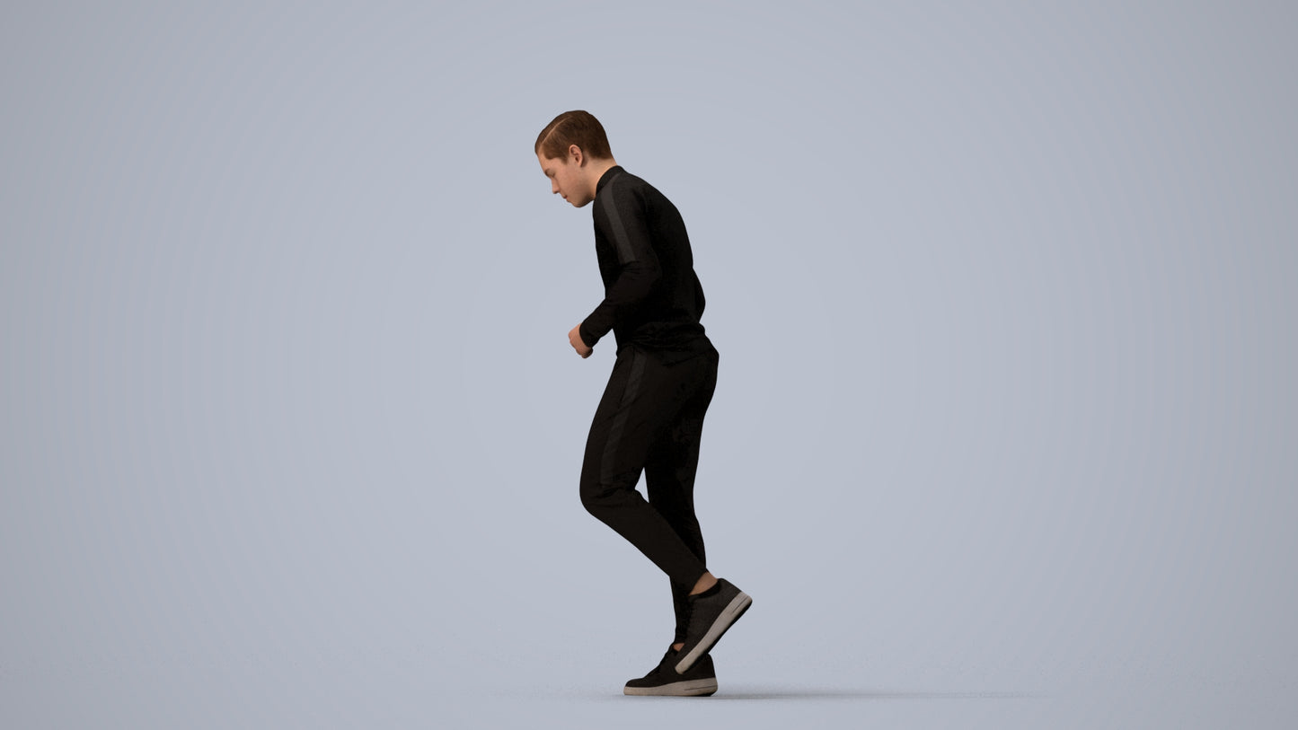 3D scanned boy sport casual, photorealistic archviz people for Enscape and SketchUp, three-quarter view render