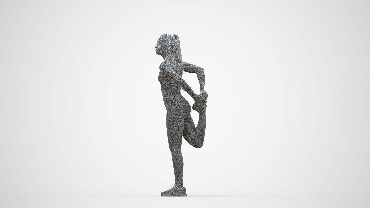 realistic 3D woman sport, scanned archviz people for Blender and 3ds Max, wireframe back view