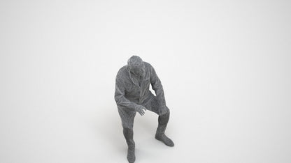 3D human model man medical, photogrammetry scanned person for archviz, wireframe three-quarter view