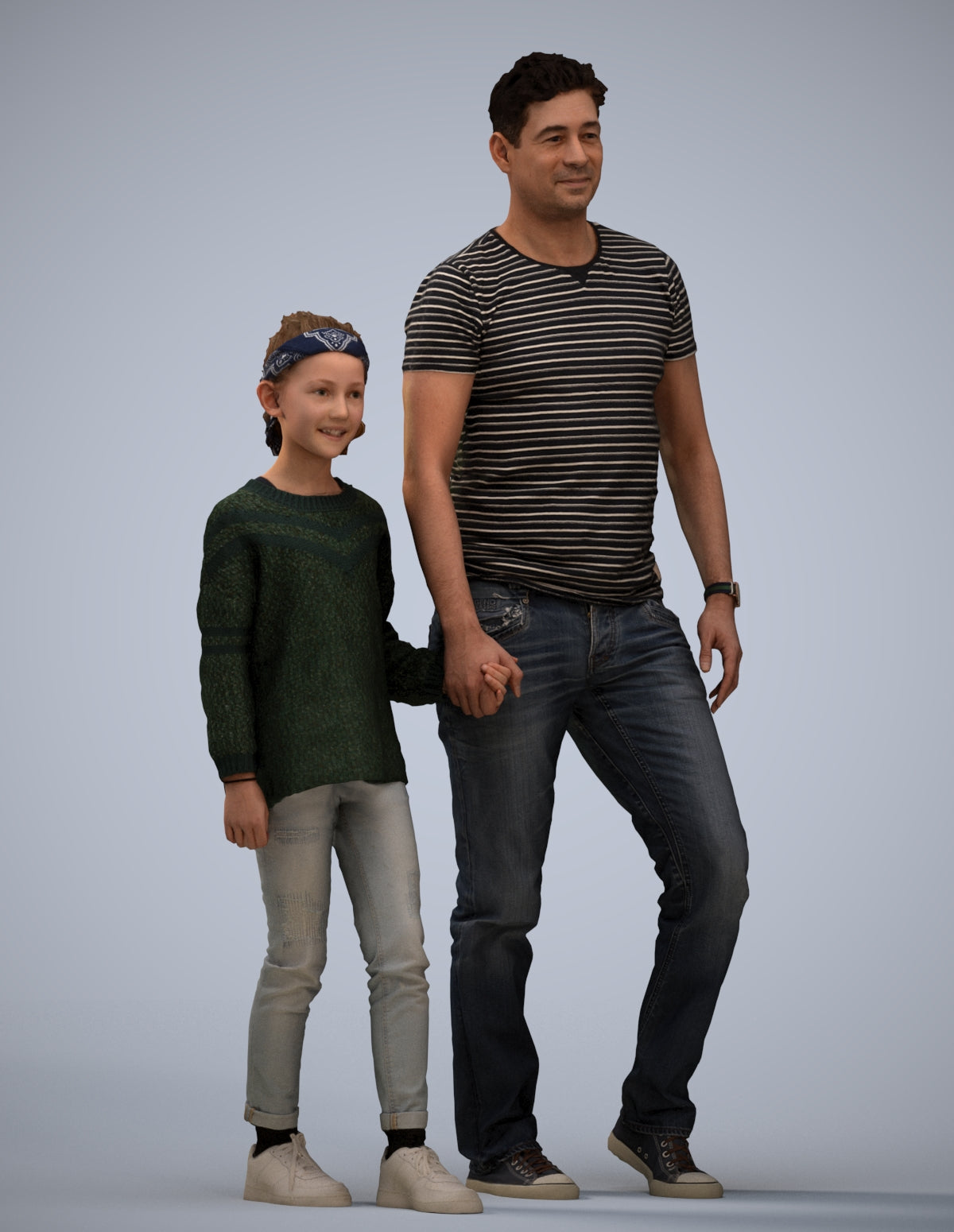 photogrammetry 3D girl casual walking, realistic human model archviz FBX